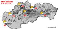 Stav počasia - Slovensko (28.06.2017 o 12.00 hod.)