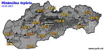 Minimálna teplota - dnes (21.07.2017)