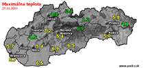 Maximálna teplota - dnes (27.11.2017)