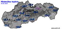 Minimálna teplota - dnes (26.02.2018)