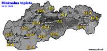 Minimálna teplota - dnes (26.04.2018)