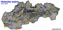 Minimálna teplota - dnes (29.04.2018)