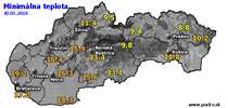 Minimálna teplota - dnes (30.05.2018)