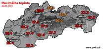 Maximálna teplota - dnes (26.04.2019)