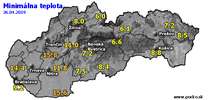 Minimálna teplota - dnes (26.04.2019)