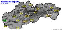 Minimálna teplota - dnes (28.04.2019)