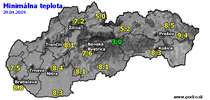 Minimálna teplota - dnes (29.04.2019)