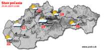 Stav počasia - Slovensko (25.04.2019 o 12.00 hod.)