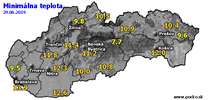 Minimálna teplota - dnes (29.06.2019)