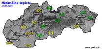 Minimálna teplota - dnes (23.09.2019)
