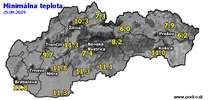 Minimálna teplota - dnes (25.09.2019)