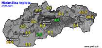 Minimálna teplota - dnes (27.09.2019)