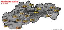 Maximálna teplota - dnes (11.10.2019)