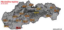 Maximálna teplota - dnes (20.10.2019)