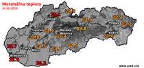 Maximálna teplota - dnes (24.10.2019)