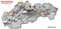 Stav počasia - Slovensko (13.10.2019 o 12.00 hod.)