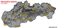 Maximálna teplota - dnes (23.11.2019)