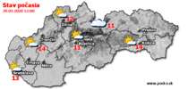 Stav počasia - Slovensko (29.03.2020 o 12.00 hod.)