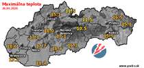 Maximálna teplota - dnes (26.04.2020)