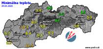 Minimálna teplota - dnes (29.04.2020)