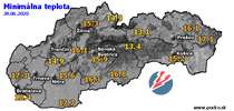 Minimálna teplota - dnes (28.06.2020)