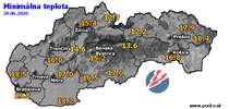 Minimálna teplota - dnes (29.06.2020)