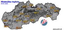 Minimálna teplota - dnes (29.07.2020)