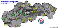 Minimálna teplota - dnes (27.09.2020)