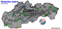 Minimálna teplota - dnes (22.01.2021)