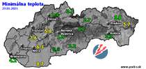 Minimálna teplota - dnes (23.01.2021)