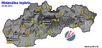 Minimálna teplota - dnes (29.08.2021)