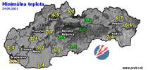 Minimálna teplota - dnes (24.09.2021)