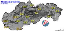 Minimálna teplota - dnes (26.09.2021)