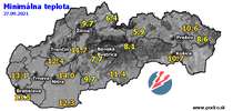 Minimálna teplota - dnes (27.09.2021)