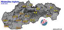 Minimálna teplota - dnes (28.09.2021)