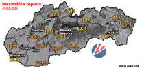 Maximálna teplota - dnes (24.03.2022)