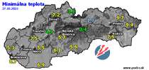 Minimálna teplota - dnes (27.10.2022)
