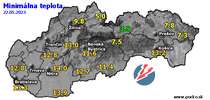 Minimálna teplota - dnes (22.05.2023)