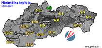 Minimálna teplota - dnes (12.05.2024)