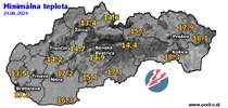 Minimálna teplota - dnes (23.06.2024)