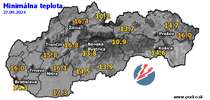 Minimálna teplota - dnes (27.09.2024)