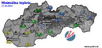 Minimálna teplota - dnes (17.10.2024)